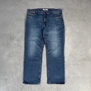 Tommy Jeans Straight Leg Denim Faded Blue Vintage Wash - Size: 38X30